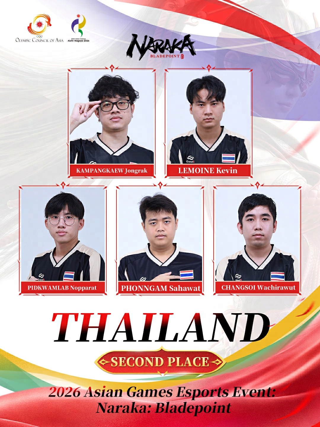 ทีมไทยผงาดคว้าเหรียญเงินประวัติศาสตร์ในกีฬา Naraka: Bladepoint ในเอเชียนเกมส์ 2026 2 Thai Poster
